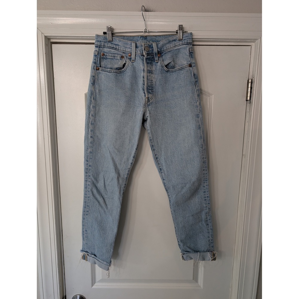 Levis‎ 501 Jeans Womens 26 Light Blue Wash High Rise Button Fly classic modern